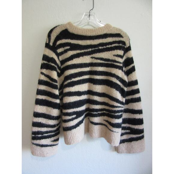 MADEWELL Black and Tan Chunky L Pullover Zebra Print Long Sleeve Sweater - Picture 3 of 3